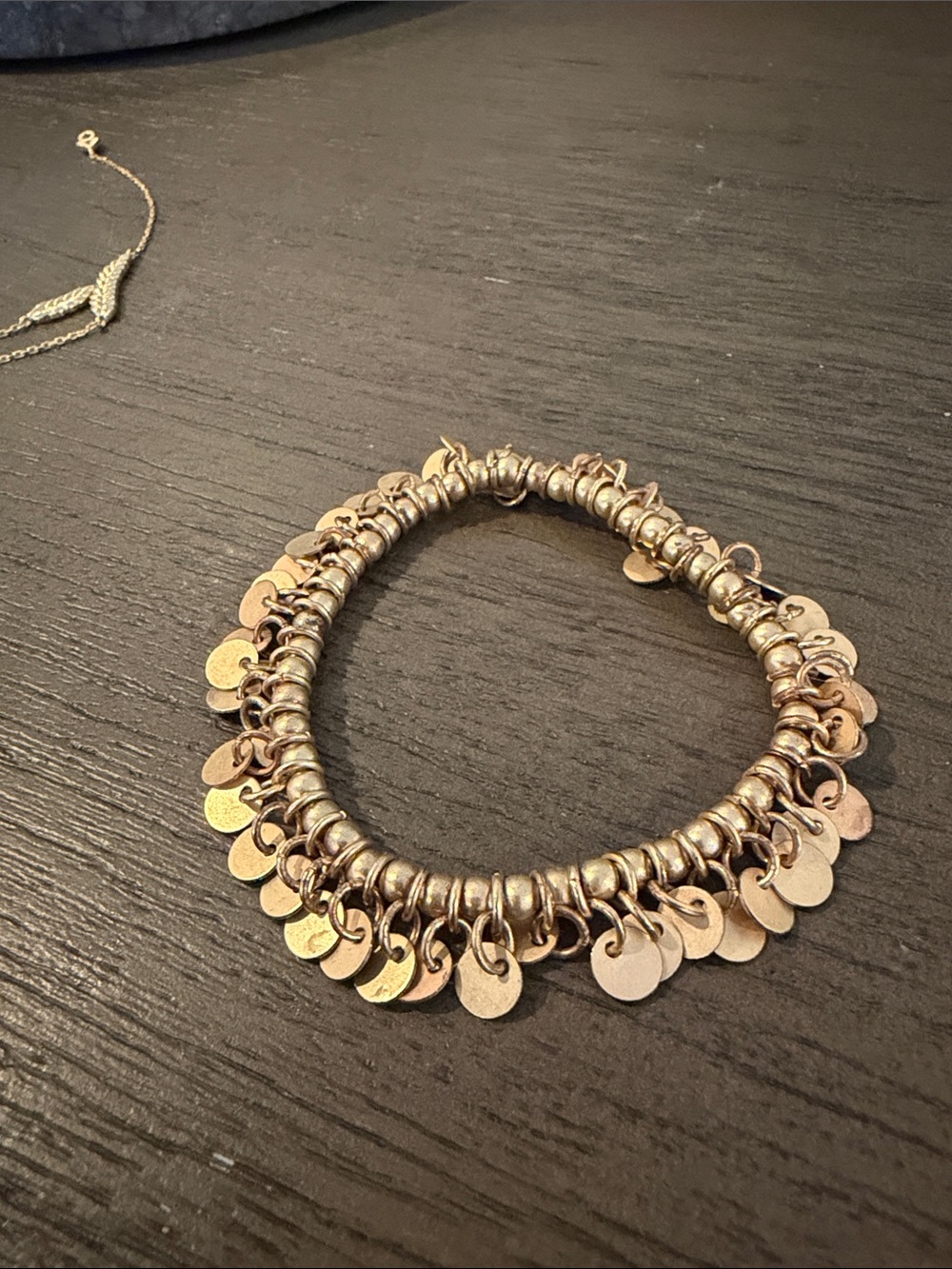 Gold Disc Charm Stretch Bracelet